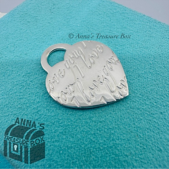 Tiffany & Co. 925 Silver LARGE I Love You Heart Notes Charm...